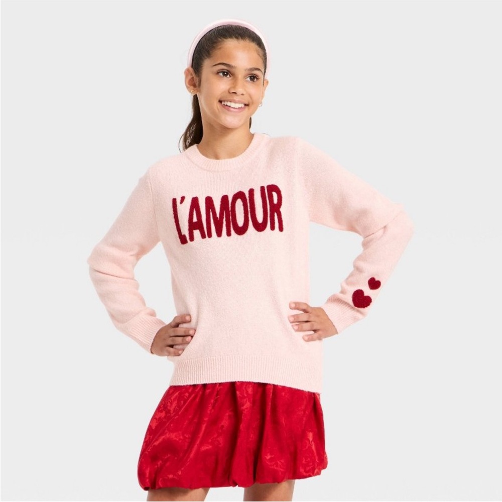 Art Class Light Pink Sweater with Red Details
